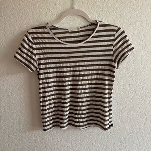 Striped Brown and White Women's Top